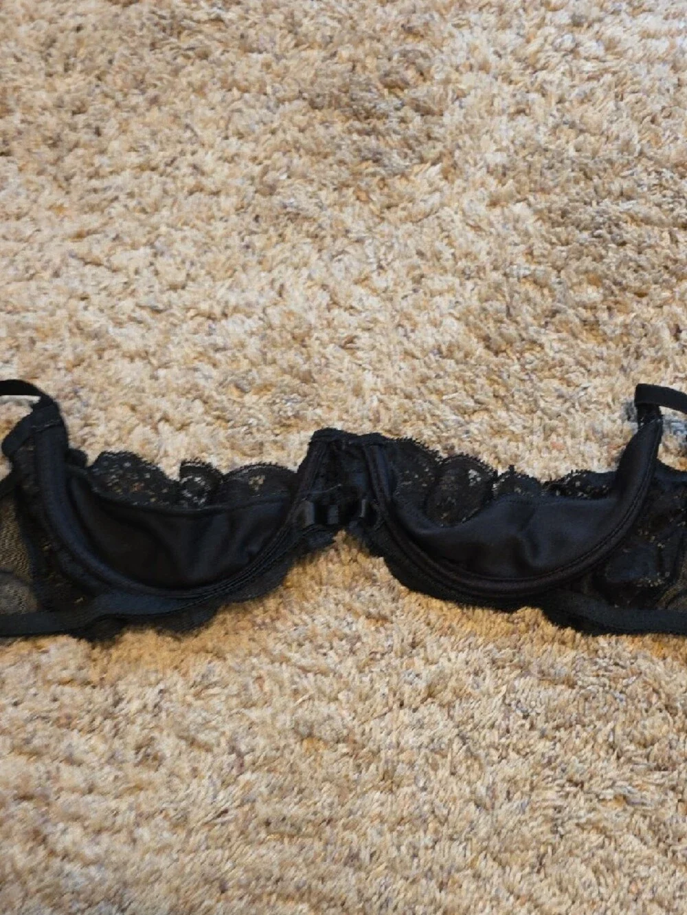 Black Lace Underwire Shelf Bra - Women's Intimates Size 38 - Picture 4 of 5